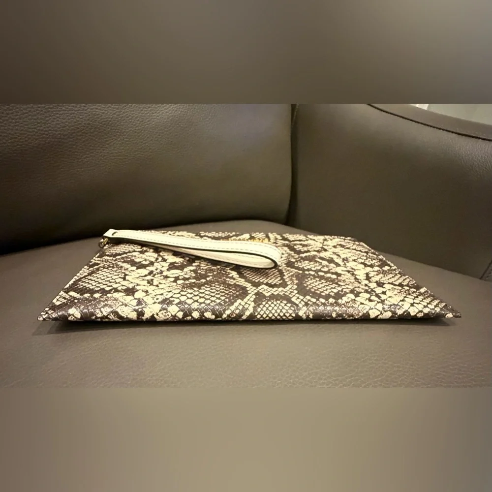 Michael‎ Kors Black and Cream Snake Embossed Clutch